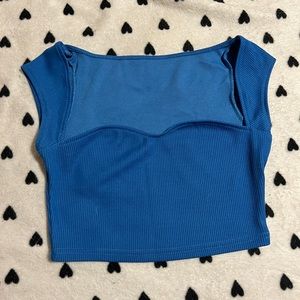 Royal blue sweetheart neck crop top